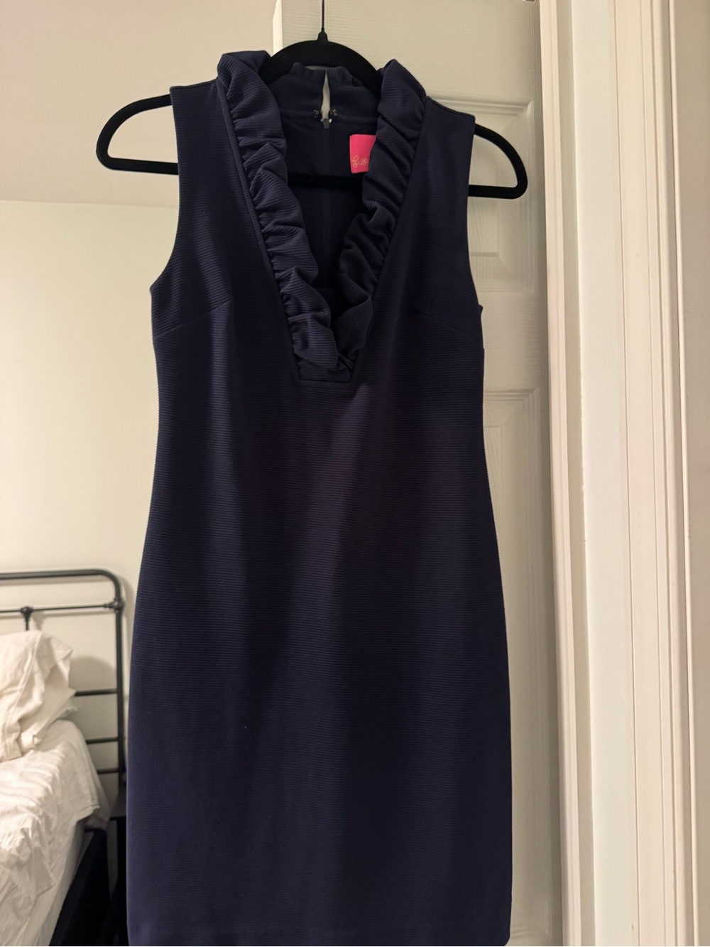 Lilly Pulitzer Sleeveless Navy Ruffle V-Neck Dress
